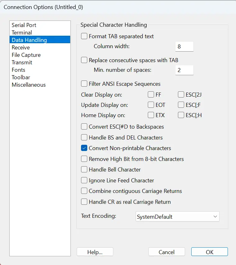 CoolTerm Data handling