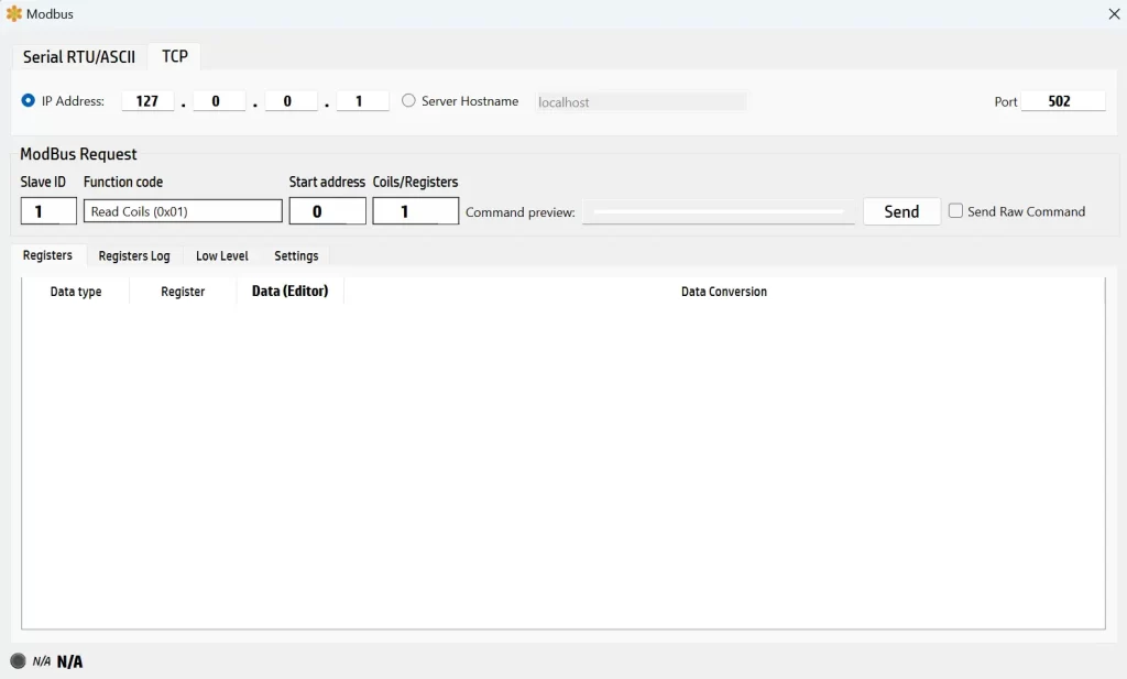 SerialTool ModBus TCP Send