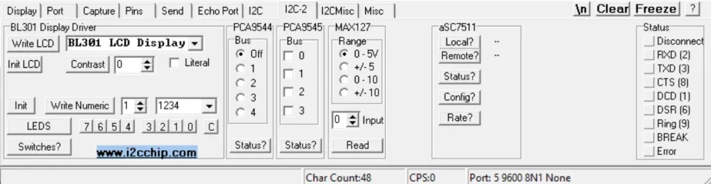 RealTerm I2C Menu