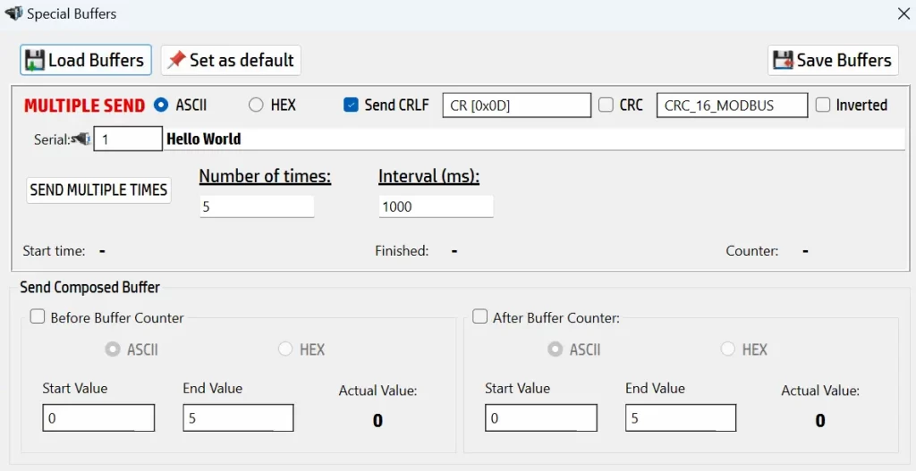 SerialTool Serial Port Send Timed