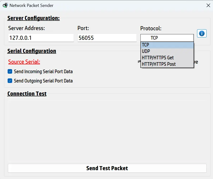 SerialTool Packet To Network TCP