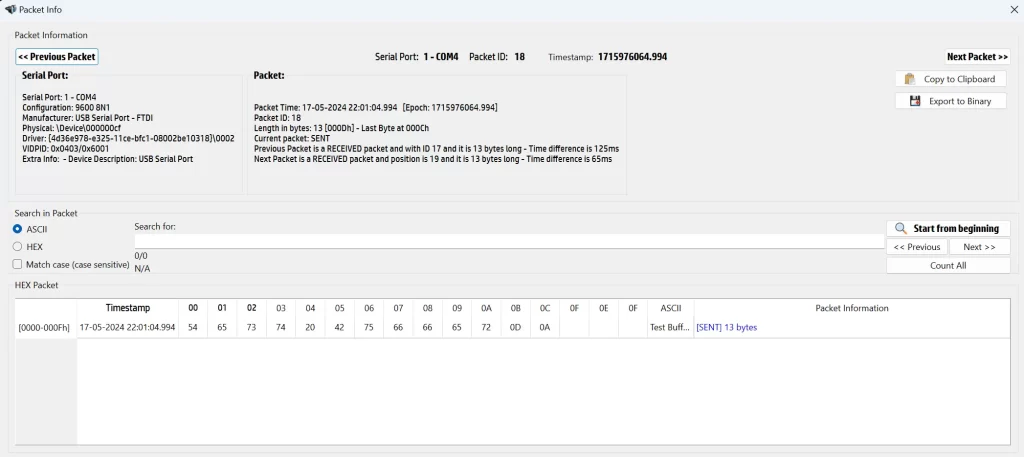 Serial Port Packet Viewer